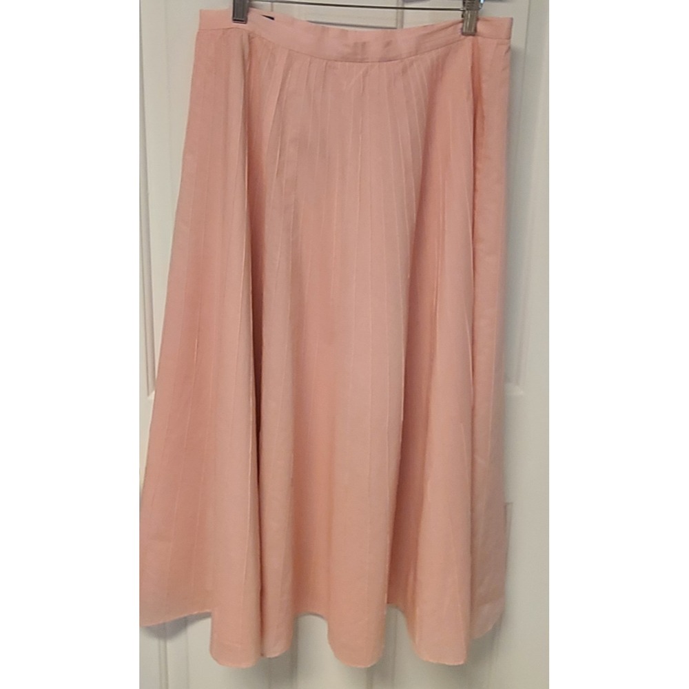 Ralph Lauren Pleated Maxi Skirt Pink Rose Gold with‎ Lining Preppy Classy Sz 8